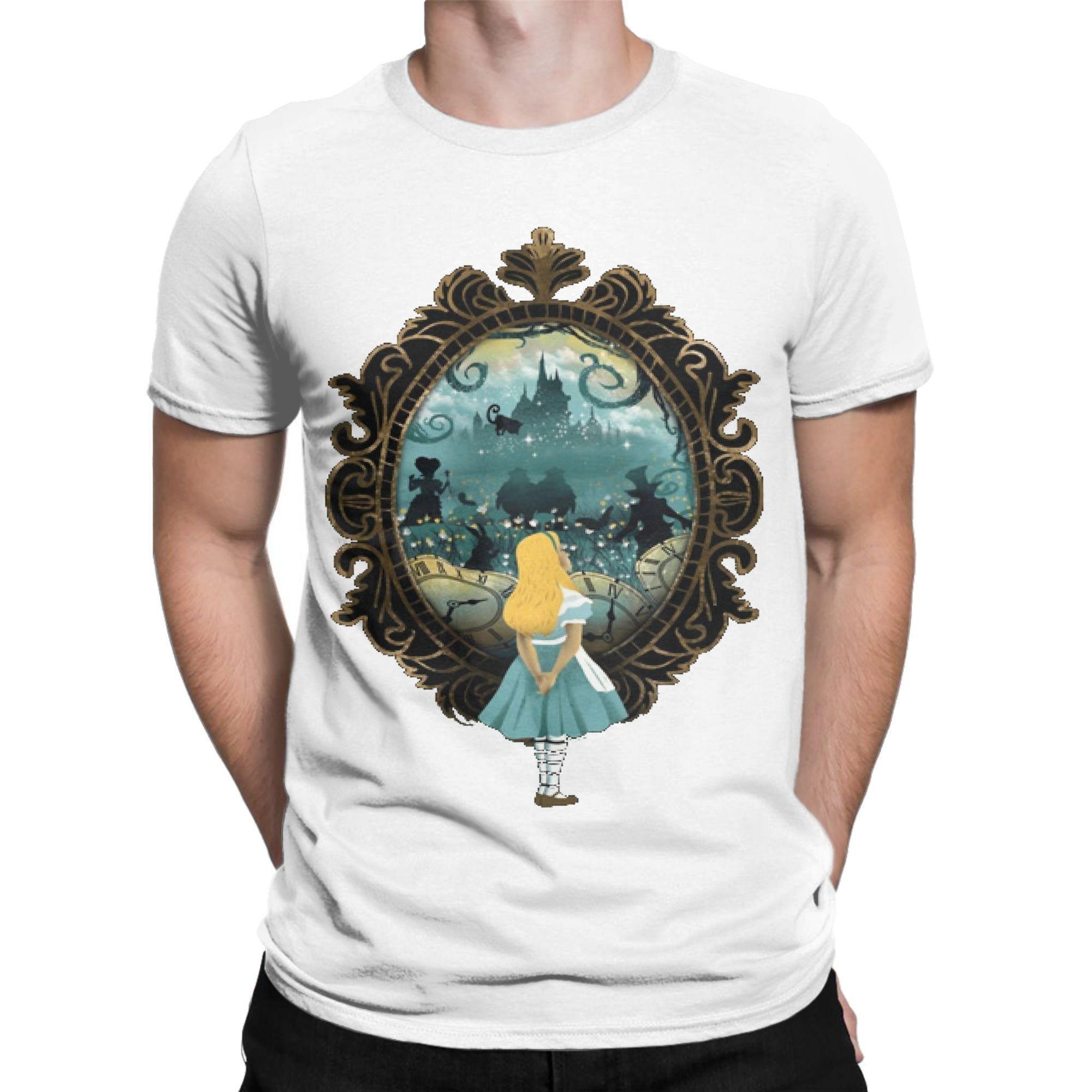 XIXI Fashion Alice in Wonderland Heren T-shirts Casual T-shirt Korte Mouw Ronde Hals T-shirt Puur Katoen Plus Size Kleding 3XL