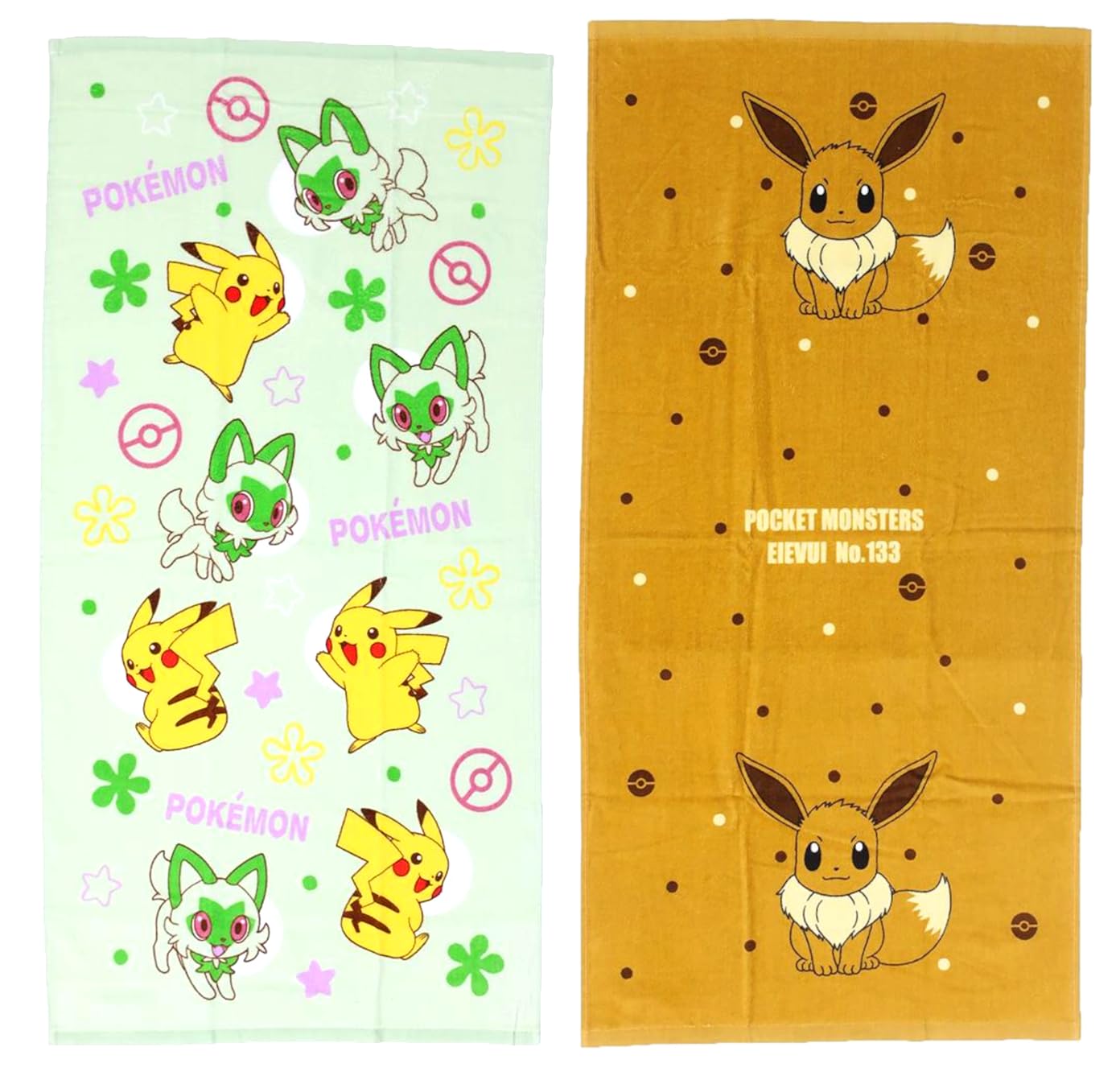 

Тонкие полотенца для ванной Hayashi Pokemon Junior с 2 узорами (Пикачу/Иви Браун)
