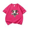Kids Cotton T Shirt Adorable Whippet Dog Zipper Print Crew Neck Short Sleeve Tee Casual Breathable Boys Girls Summer Tops