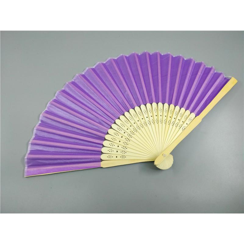 Beige Bamboo and Silk Multi-Color Cloth Fan for Weddings and Gifts