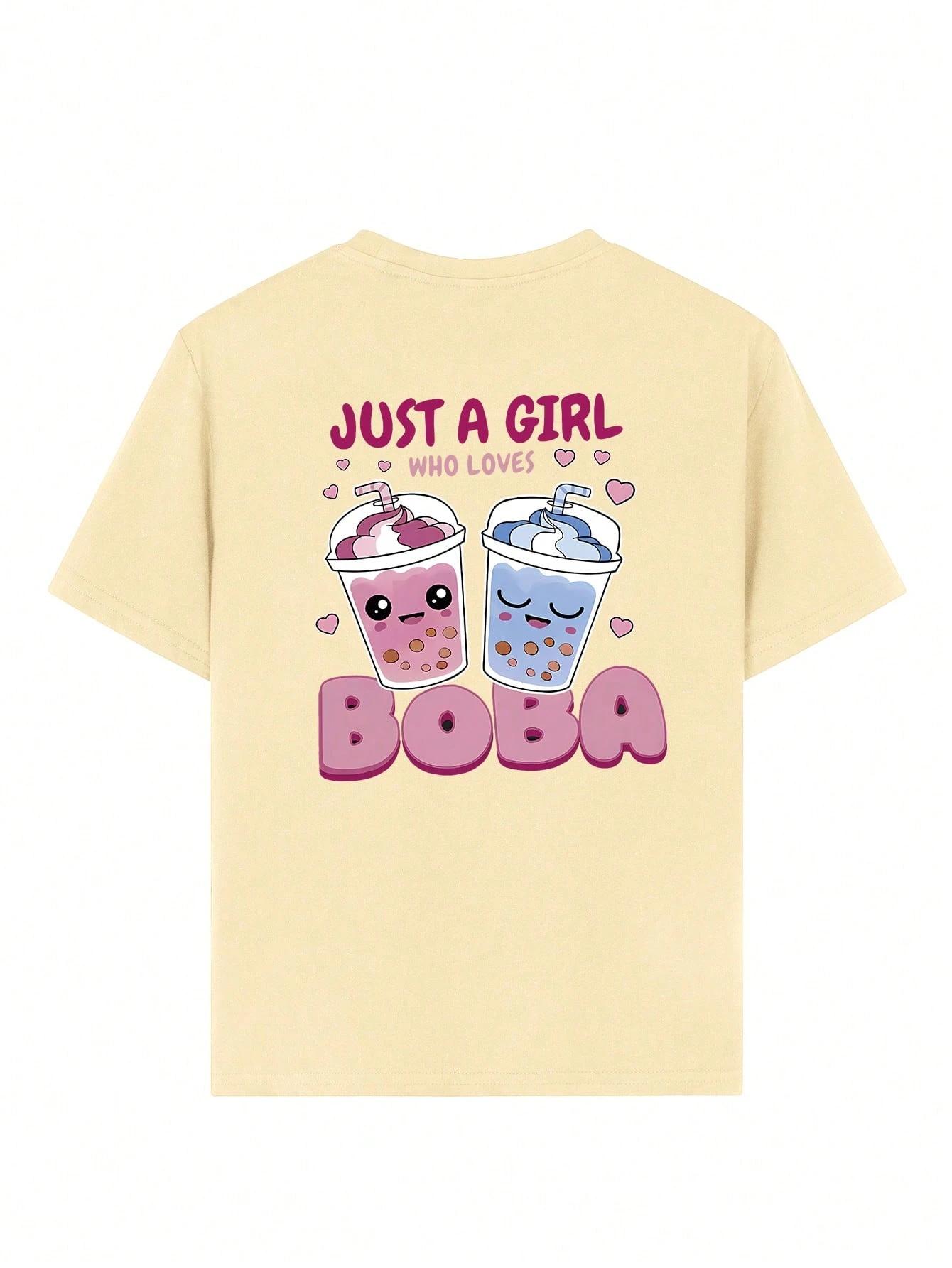 

Мультяшная футболка с круглым вырезом и короткими рукавами с принтом боба-чая, летняя повседневная футболка для девочек и мальчиков на каждый день S