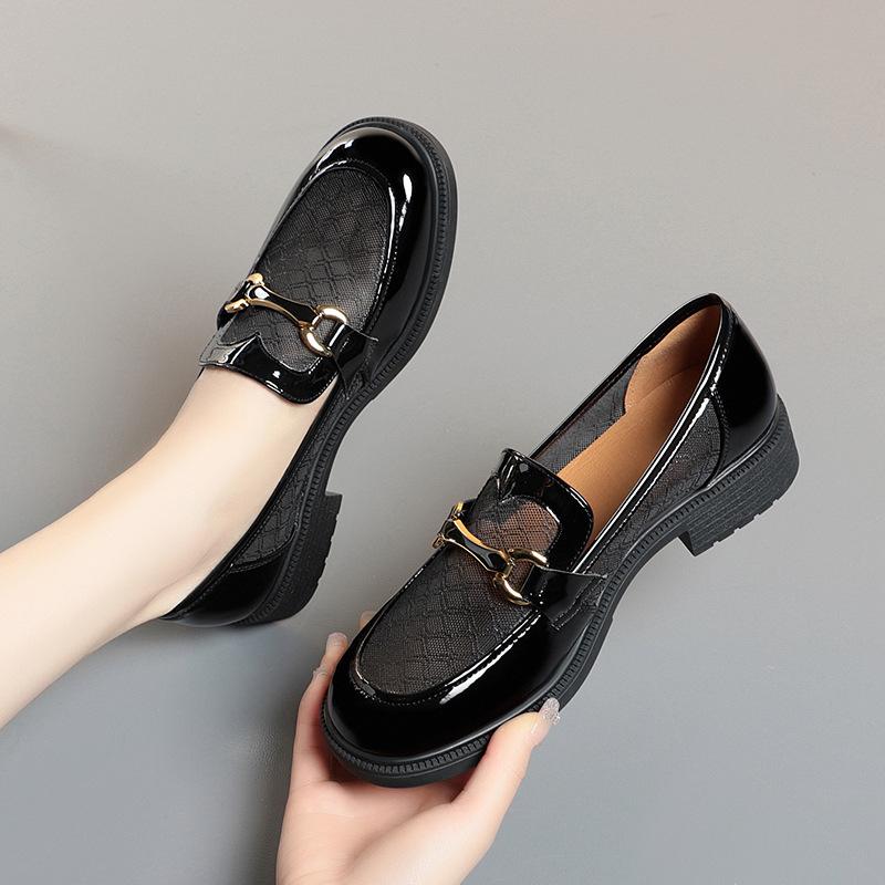 fashion Summer British Style Mesh Hollow Loafers Women's Shoes Fashion Soft Leather 2024 Retro Office Footwear Slip On Pumps Grace