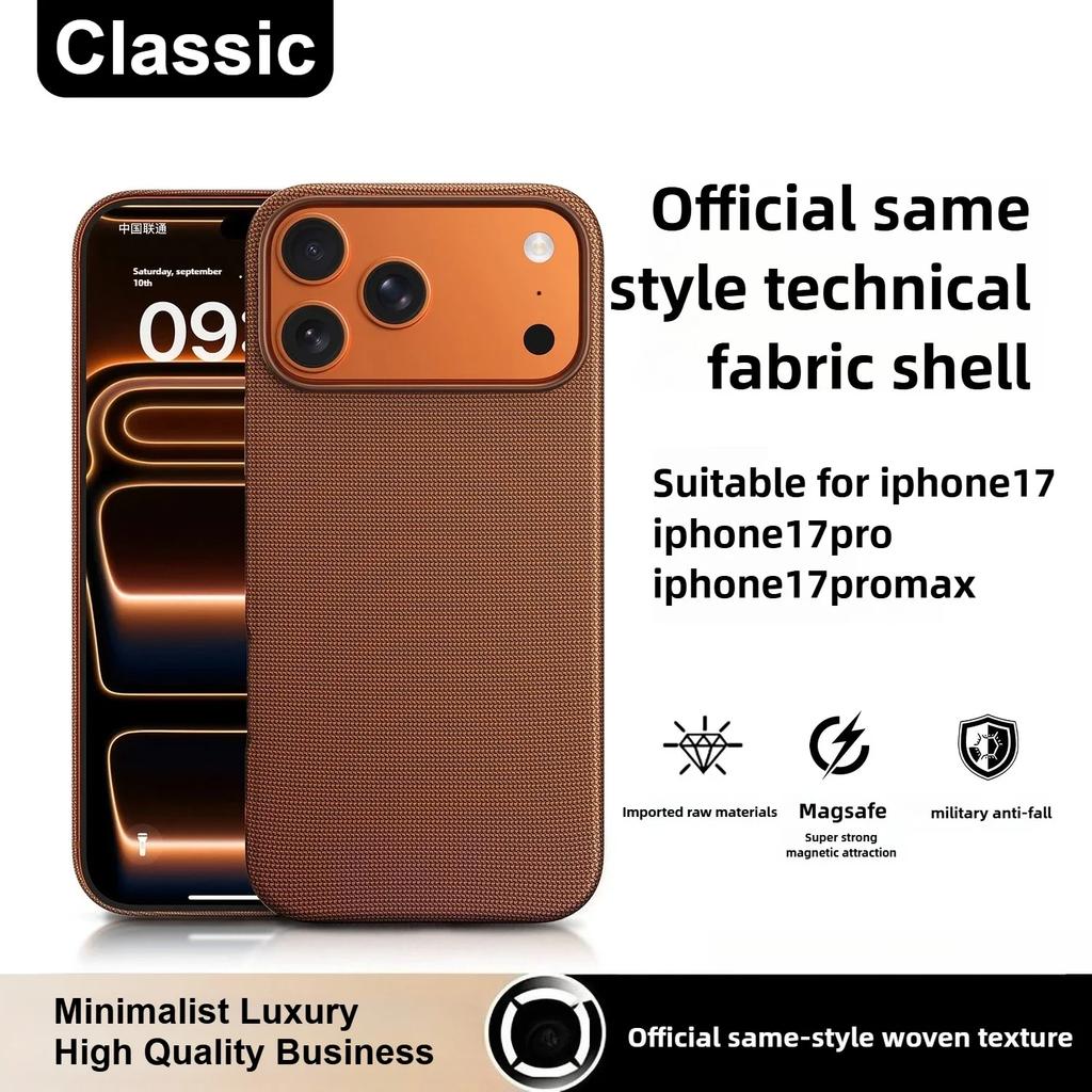 Official Technology Woven Phone Smooth-Touch Case With Card Holder For IPhone17 Pro Max For Magsafe Magnetic Animation Wireless Charging Protect Cover