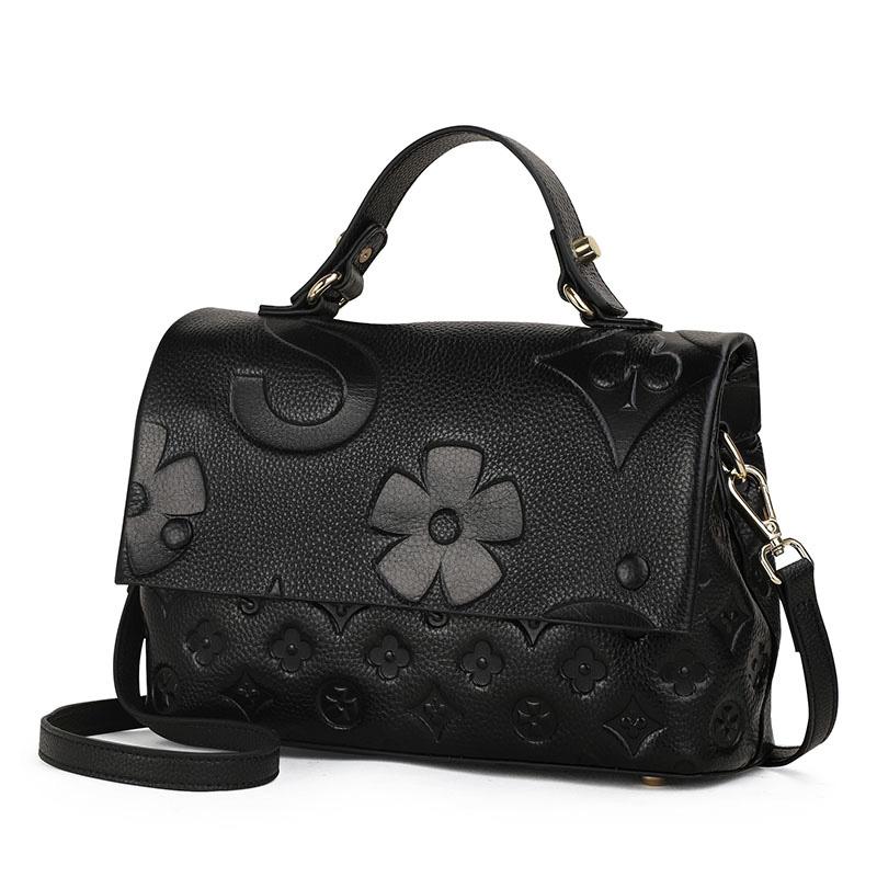 

Женская сумка из натуральной кожи, мягкий портфель из коровьей кожи, сумка через плечо с цветочным узором