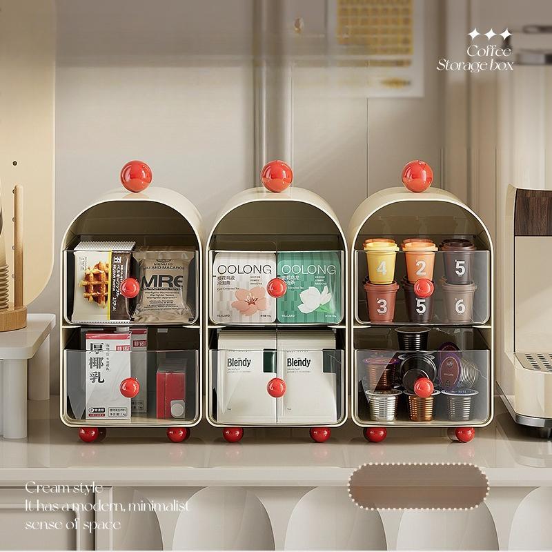 Desktop storage box multi-layer transparent drawer tea bag sorting box cosmetics storage cleaning storage box large capacity