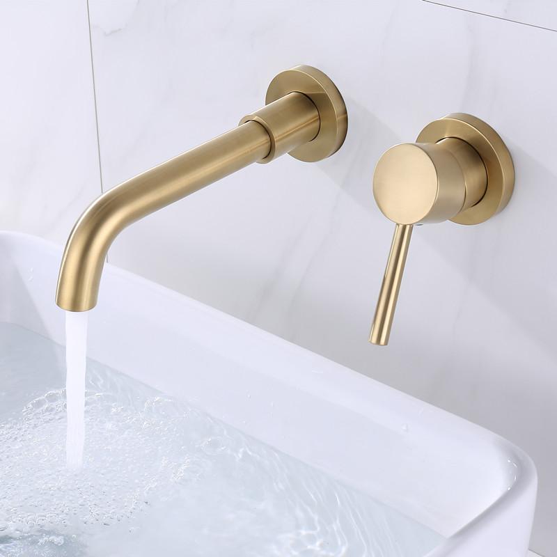 ELLEN Moderner Messing Wandmontierter Badezimmerwaschbeckenhahn Wandwaschbecken Schwenkbarer Auslauf Badewannenmischer Wasserhahn Kran Antik Bronze Finish ELK202