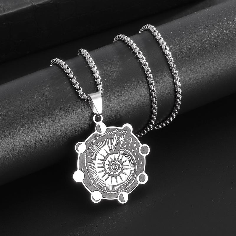 Witchcraft Moon Snail Necklace Neutral Wind Stainless Steel Slavic Protective Amulet