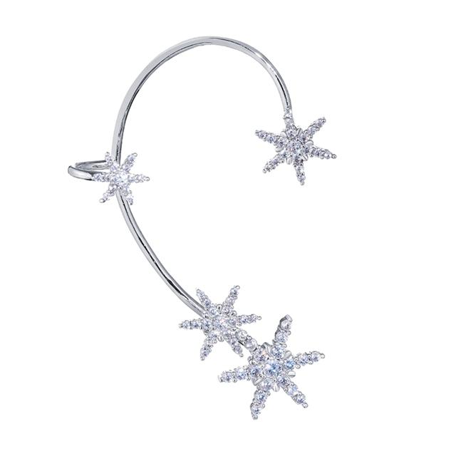 Zirkon Schneeflocken Ohrring Sternburst Ohrringe für Frauen Schneeflocken Ohrklemme Ohrringe ohne Piercing Ohrclip Freundinnengeschenk