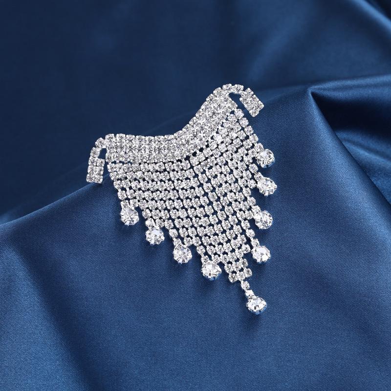 SKEDS Exquisite Full Crystal Luxury Heart Tassel Brooches Pins For Women Lady Suit Office Shiny Design Rhinestone Badges Pin