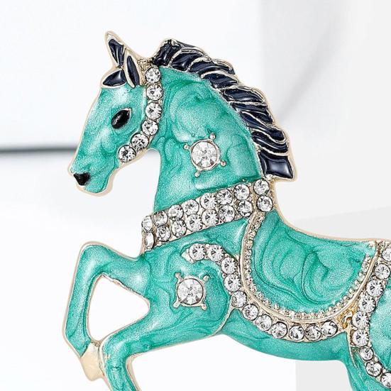 Brooch Pin Galloping Horse Enamel Rhinestones Studded Brooch Chinese Zodiac Year of Horse Brooch Clothing Decoration