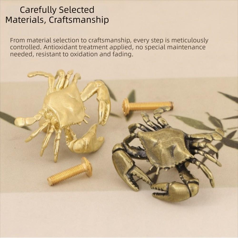 Hardware Crab Design Drawer Handles Luxury Closet Door Knobs Vintage Brass Cabinet Pulls  Window