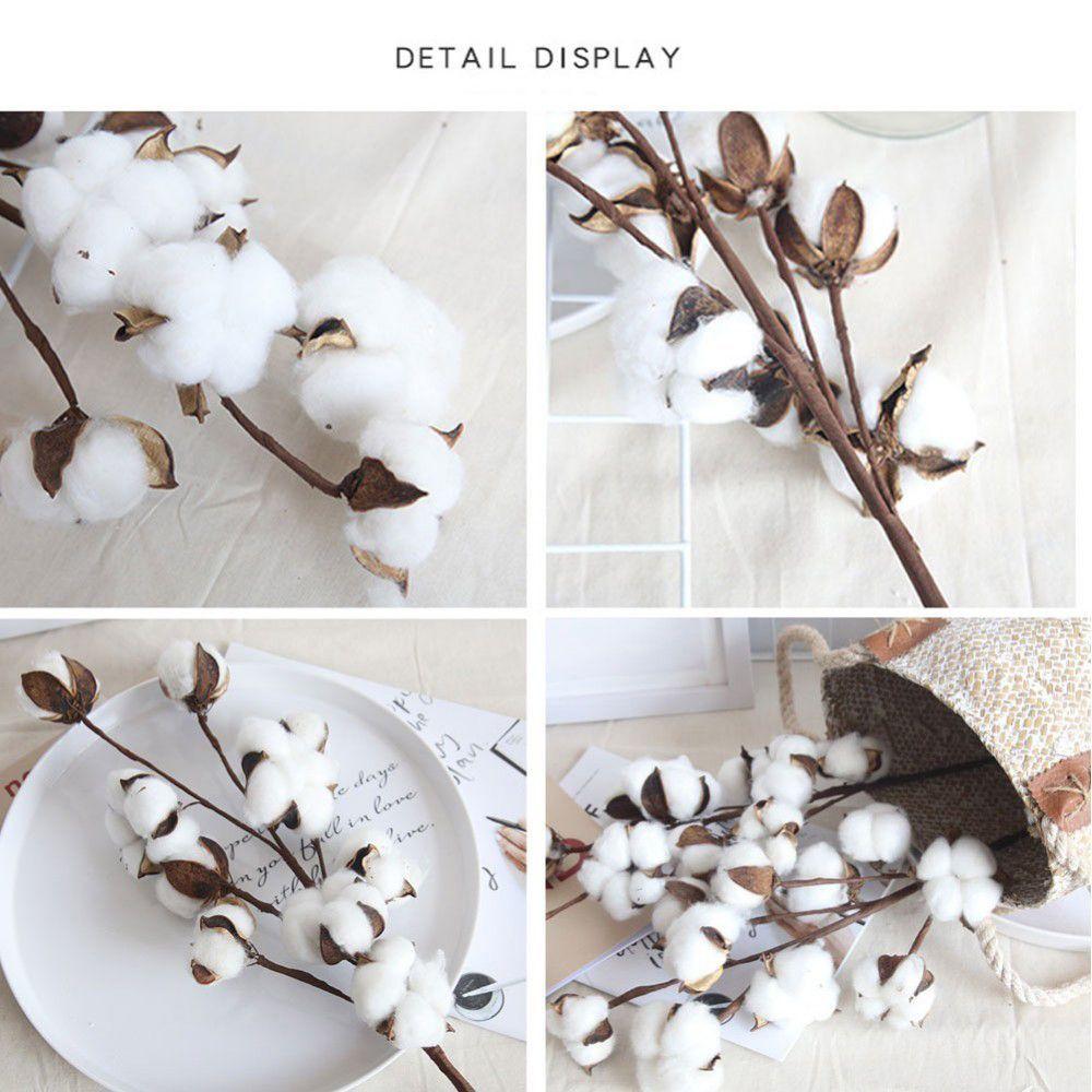 10 Heads Fake Flower Home Decor Floral Branch Cotton Stem Dried Cotton Flower Artificial Plants