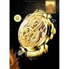 CARLIEN Mens Dragon Collection Limited Luxury Sculpted Dial Golden Automatic Waterproof Watch (Gold)
