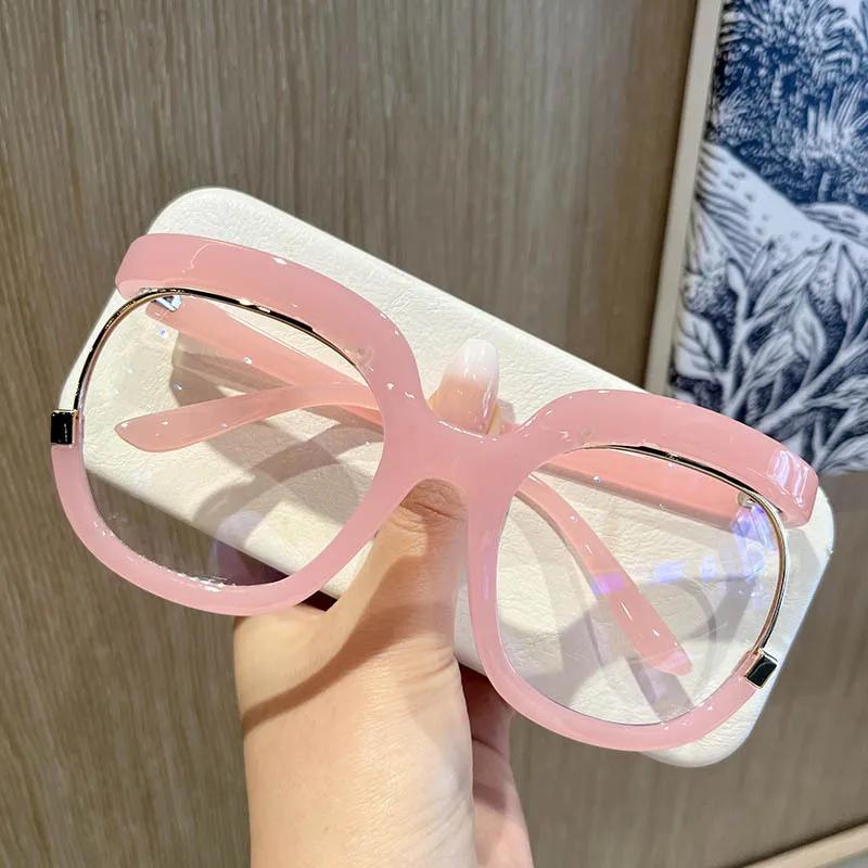 

Extra Large Anti Blue Light Trendy Circular Frame Eyeglasses Frame Bright Rainbow Colored Glasses PC Flat Glasses Anti blue light