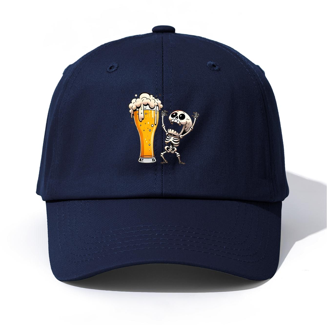 

1pc BEER Print Baseball Cap for Adults, Minimalist Retro Style Casual Soft Adjustable Dad Hat, Perfect As Gift темно-синього кольору