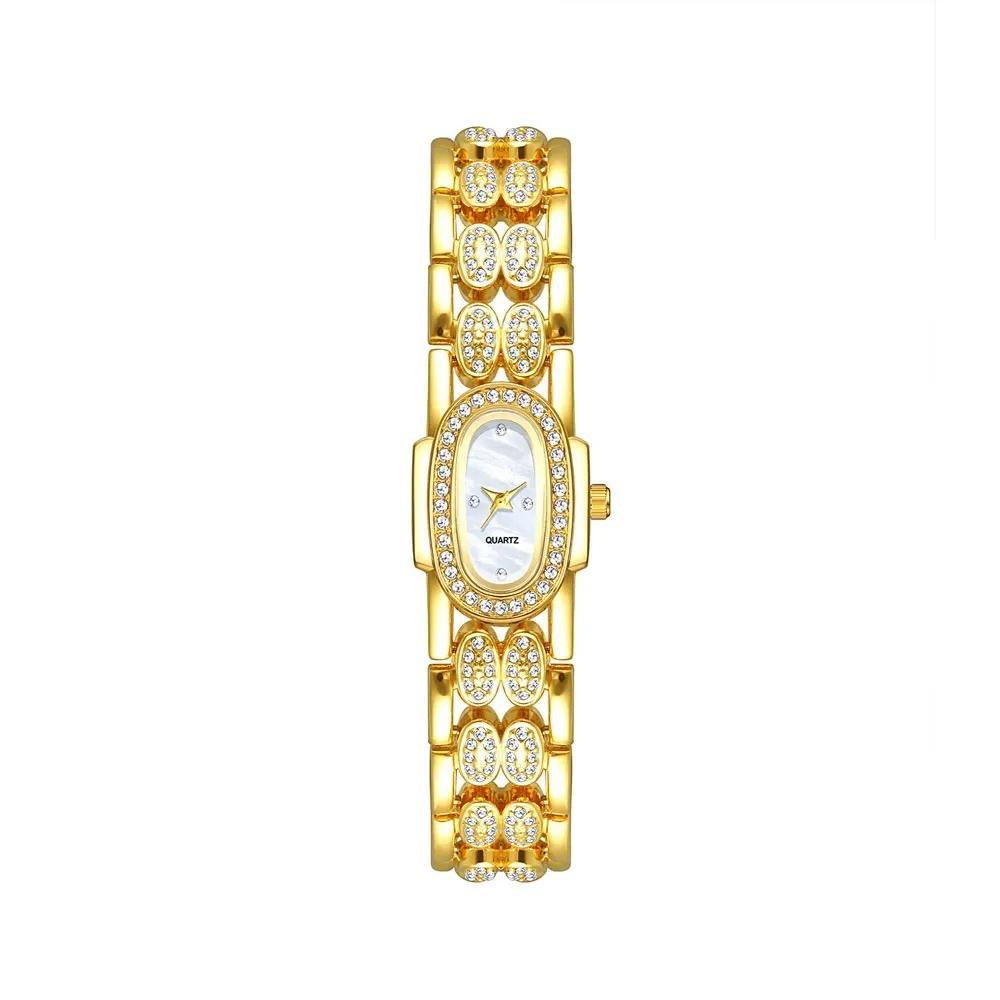 Bracelet Stainless Steel Quartz Vintage Watch Rhinestone Wristwatch for Women Gifts
