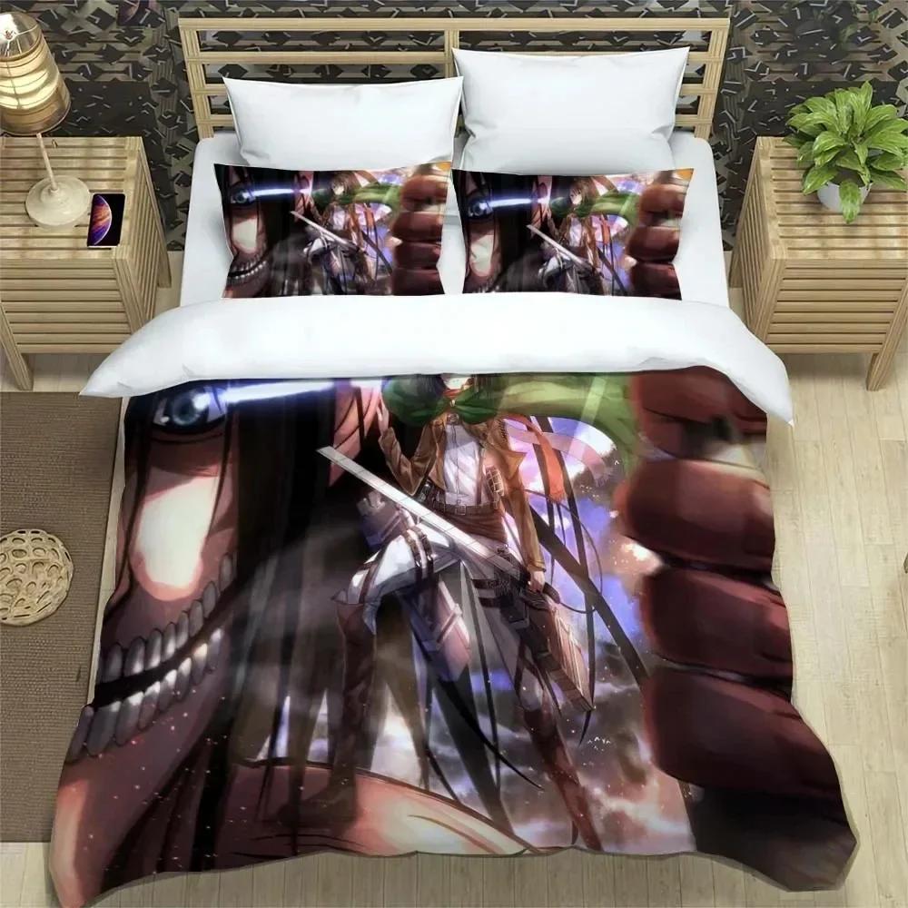 Attack On Titan Printed Polyester Bedding Bedding Set Quilt Cover Pillowcase Soft and Comfortable Customizable
