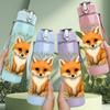 1PC Leaf Frame Fox Illustration 750ml Color Plastic Sports Water Bottle Leakproof Flip Straw Lid Suitable for Sports Office Home Use