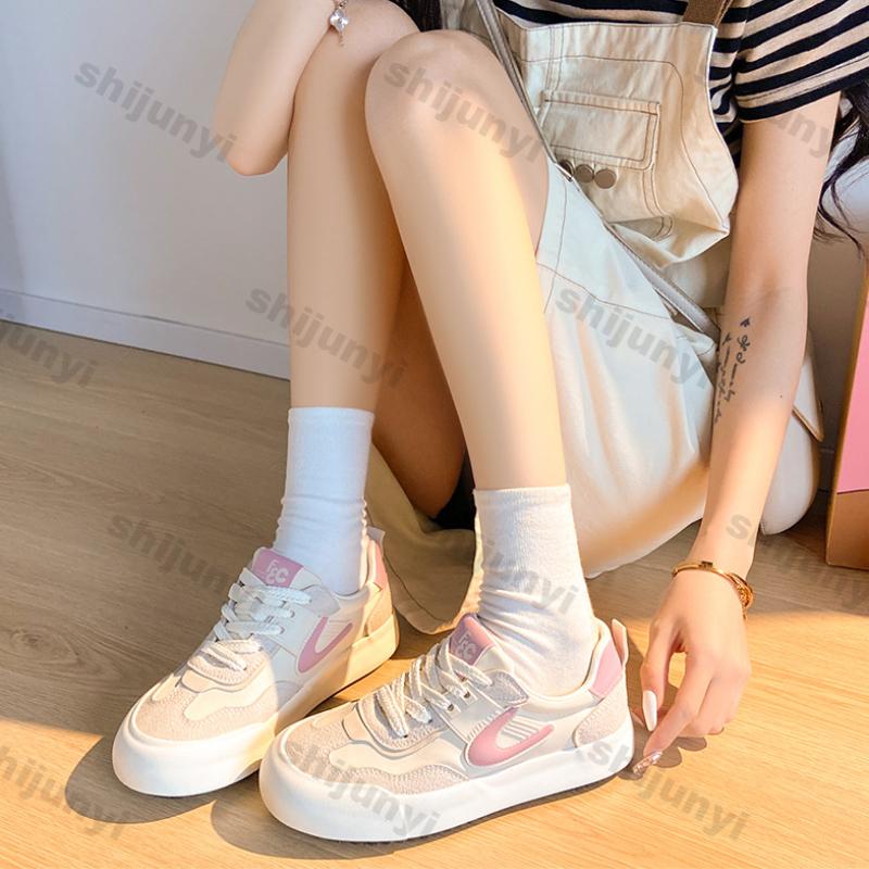 Fashion Women's Casual Trend Sports Shoes New Fashion PU Leather Platform Sneakers Woman Lightweight Non Slip Lace Up Vulcanized Shoes