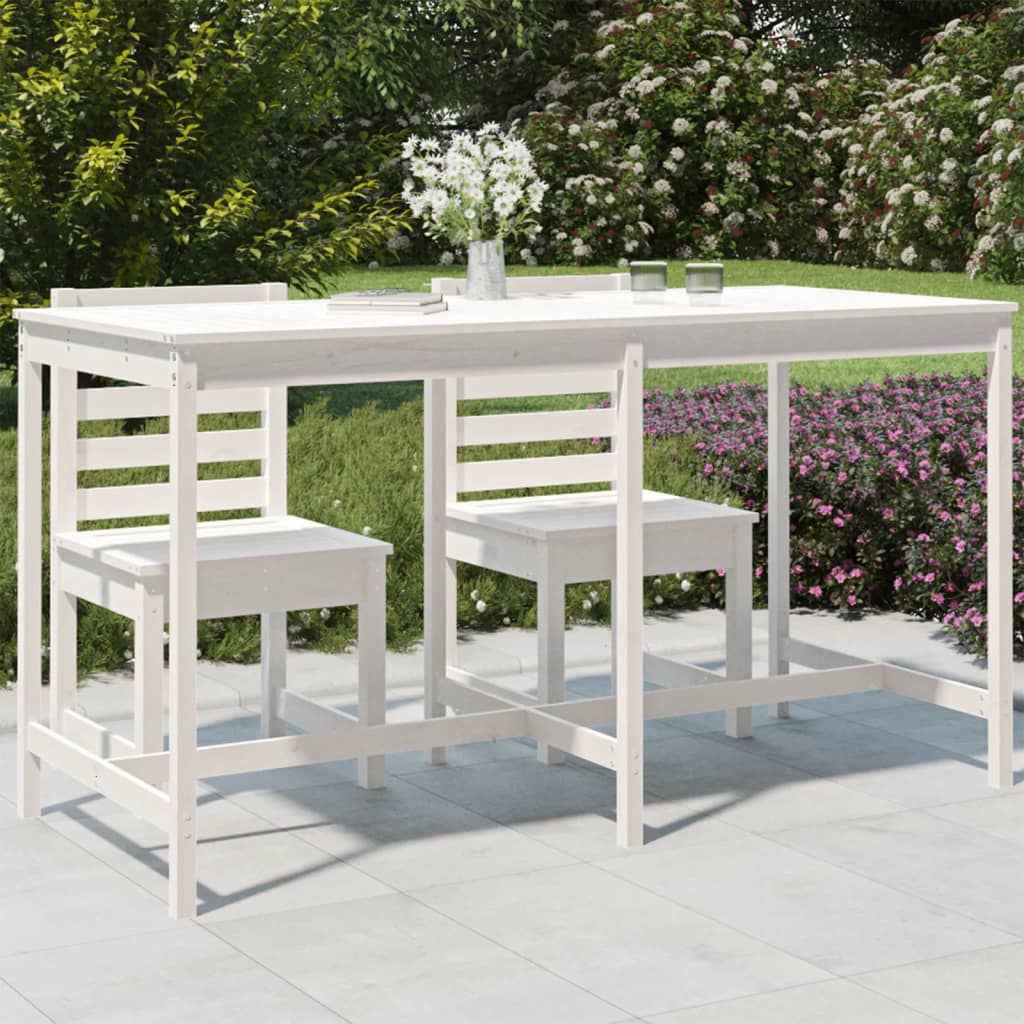 Garden Table White 203.5 x 90 x 110 cm Solid Pine Wood