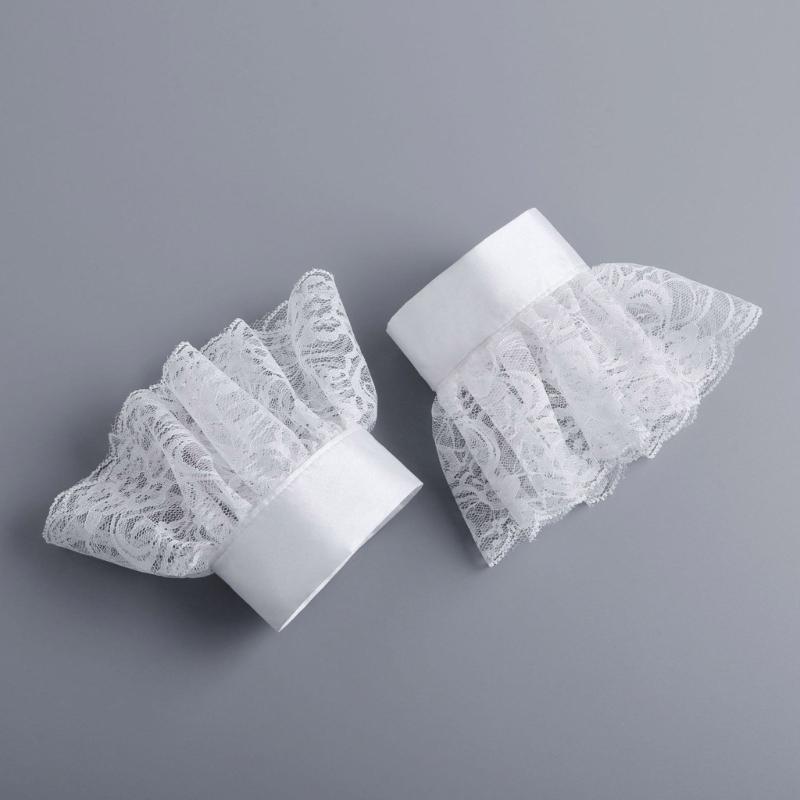 Lace Ruff Collar Wrist Cuffs for Girls Renaissance Victorian Play Medieval Cosplay Victorian Ruffled Lace Cosplay