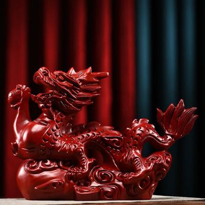 Dragon Ornament Chinese Feng Shui Dragon Statue Lucky Wooden Animals Figurine for Office Home Decoration