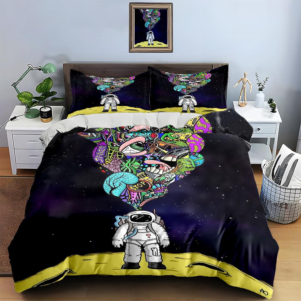 Astronaut colorful explosion Bedding Duvet cover sets Duvet covers Pillowcases gifts (1 * Duvet Cover 2 * Pillowcases, without duvet insert)