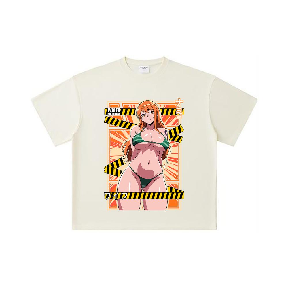 

260 GSM Double Yarn 32 Count 100% Cotton One Piece V40 Nami Waifu Print Unisex Heavy Cotton T Shirt S абрикосовый
