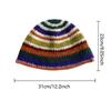 Bonnet rayé coloré pour femme, tricoté au crochet, motif coloré, accessoire tendance et décontracté d'hiver
