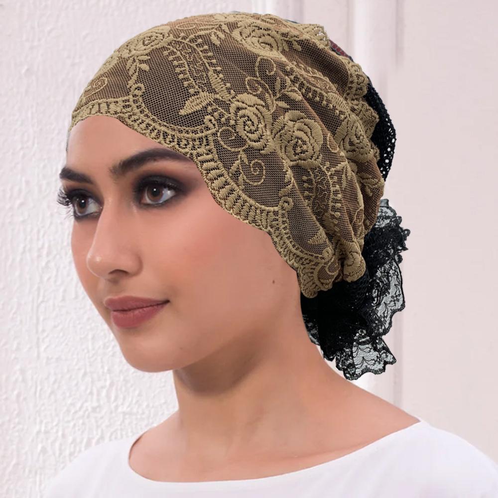 Chapeau sous-foulard Musulman Chapeaux pour Chimiothérapie Cancer Turban Femme Broderie Casquette Turban Pour Femmes Été Respirant Bandeaux pour la tête Bonnet