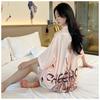 Women's Short Sleeve Ice Silk Sleep Dress Nightgown Plus Size 4XL Pajamas Shirt Sundress Loose Home Clothes
