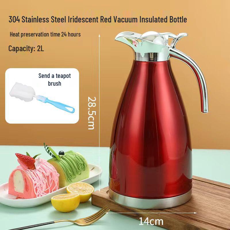 304 Stainless Steel Teapot Thermos Flask - Large Capacity Hot Water Kettle for Dormitory, Restaurant, and Hotel Use