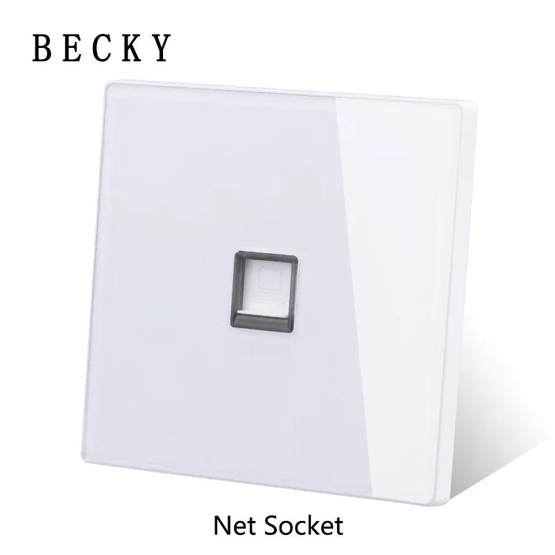 White Light for Glass Panel Switch Button, EU UK Standard Round Reset Point Switch, Bedroom Usb Switch Socket1-4gang AC110V-250V