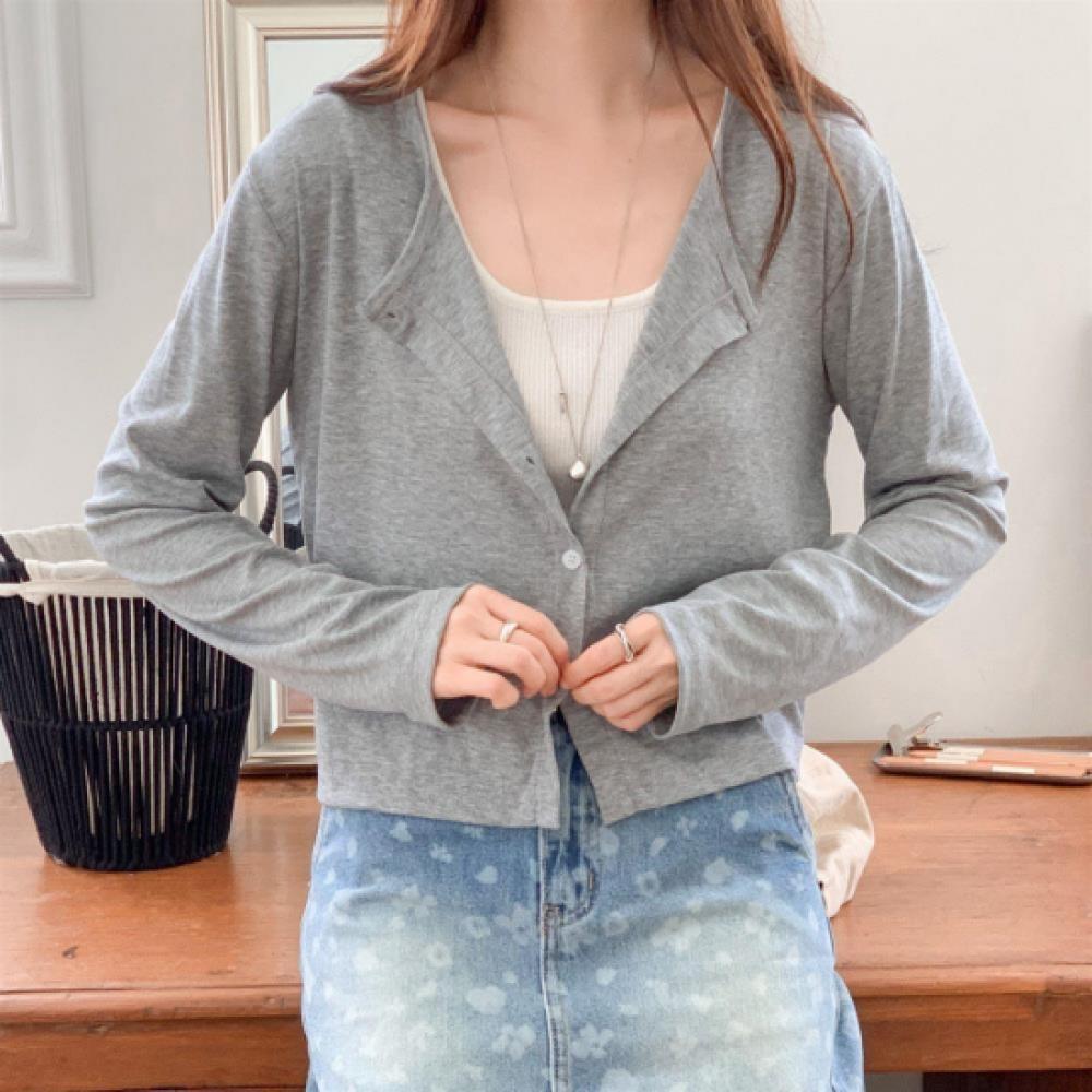 New Arrivals Open Run Women Round Knit Cardigan Long Sleeve Ribbed Design