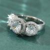 Luxurious Radiant Synthetic Zirconia Silvery Wedding Ring for Women Fashion Temperament Banquet Anniversary Jewelry Accessories