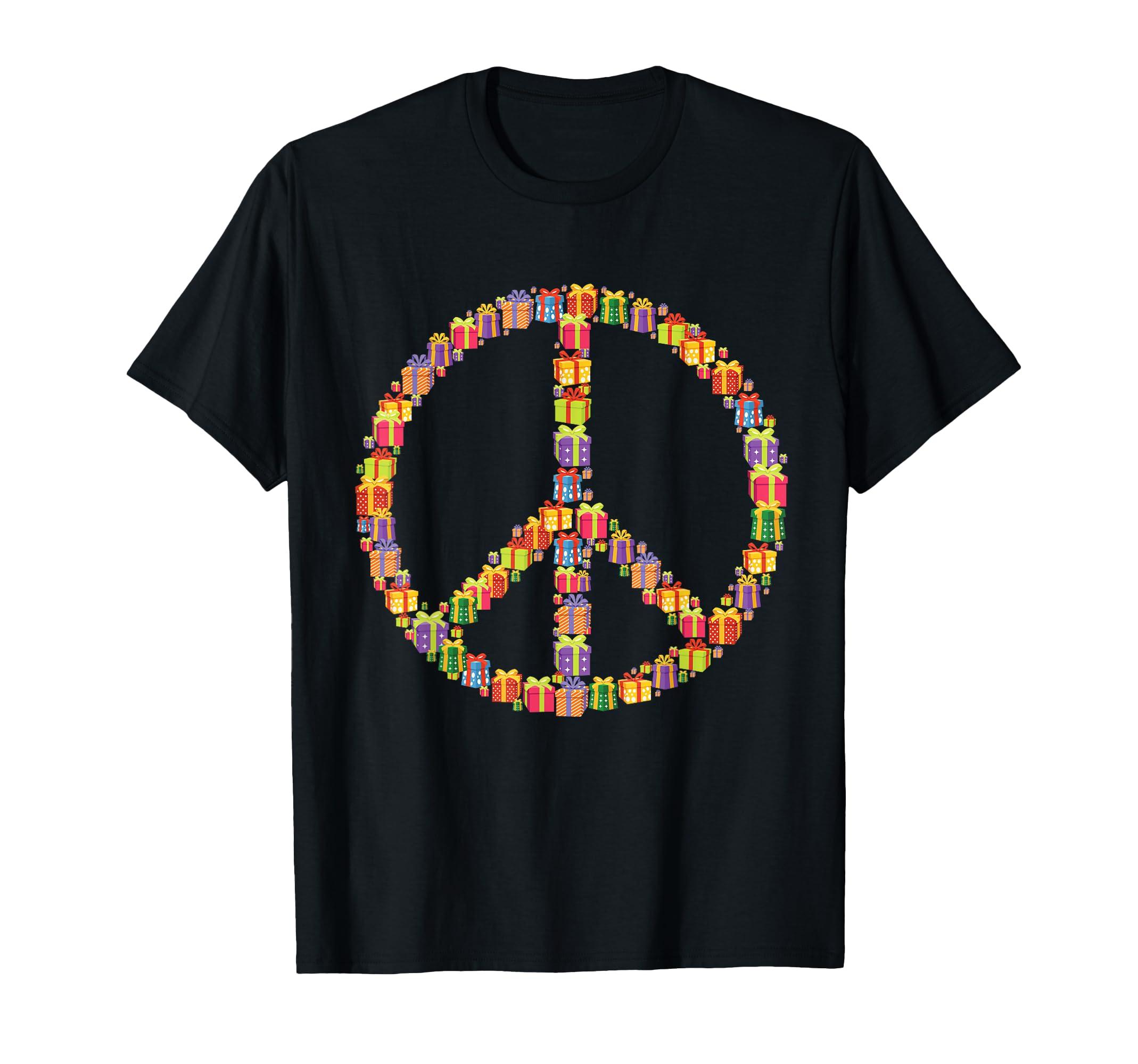 

Christmas Peace Sign Santa Claus Retro Hippie Happy Holidays T-Shirt