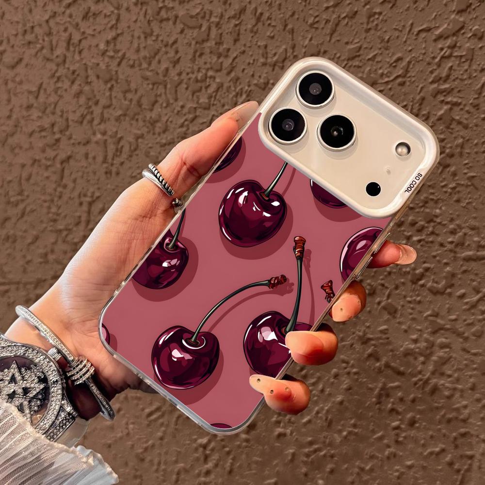 Red cherry design Phone Case case for iPhone17 16 15 14 13 12 11 Pro/ Max/Plus shock-proof rear cover anti-fingerprint