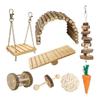 Hamster Chew Toy Cage House Toy Swing Arch Bridge BiteResistant Chewing Toy for Small Animal Guinea Pigs Wood Playset 8