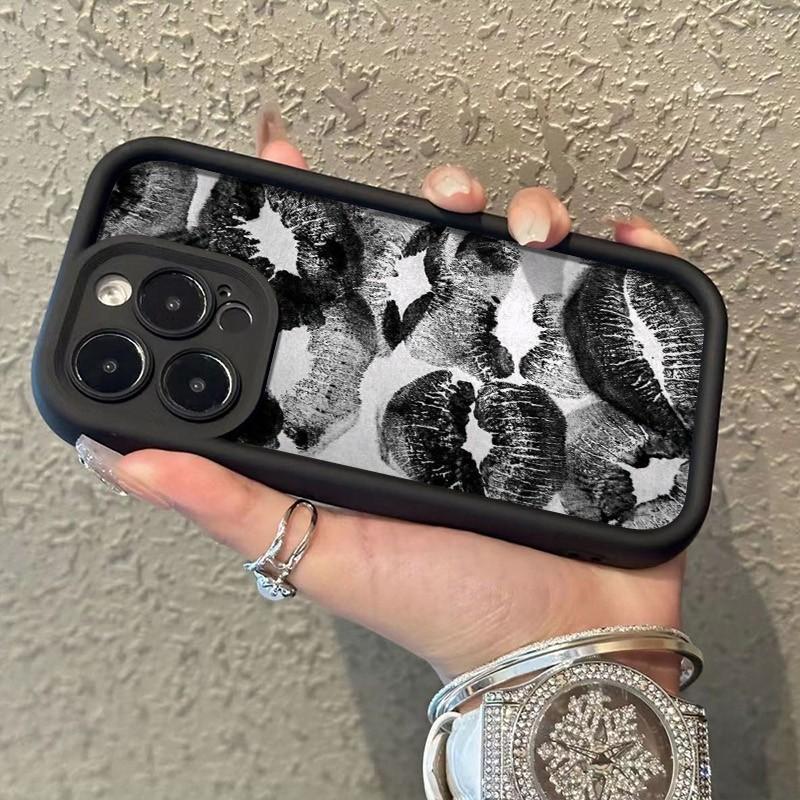 Black Lip Printed Pattern Phone Case For Xiaomi Redmi Note 14 Pro Plus 5G 14 13 12 11 10 Redmi 14C 13C 12C Silicone Bumper Cover
