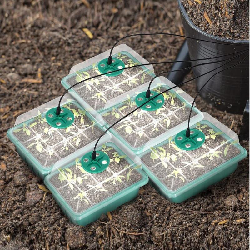 4/5/6 Pack Full Spectrum LED Grow Light with Seedling Tray Plant Seed Starter Trays Greenhouse Growing Lamp Hole 12 Cell Per Tray