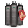 HiBi 1L Wasserflasche mit Messskala, BPA-frei, Hitzebeständig (100°C), Stilvoll, Leicht, Tritan, Schwarz
