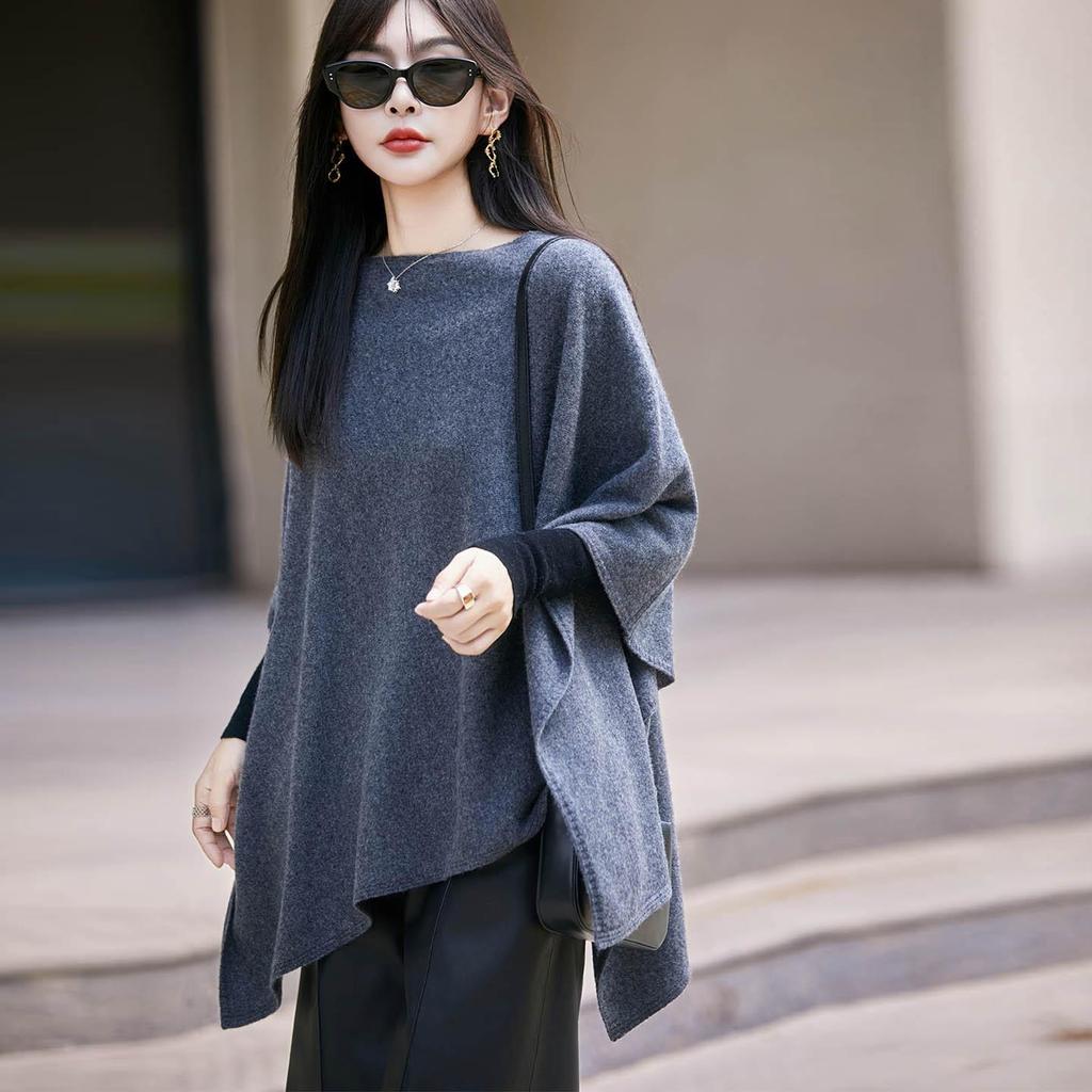 Women's One-Shoulder Wool Cardigan Shawl - Niche Casual Style Sweater