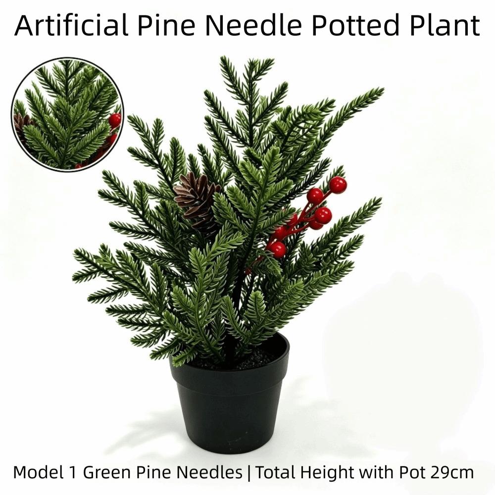 Red Fruit Simulated Christmas Red Fruit Simulated Christmas Leaves Christmas Pine Needles Autumn
