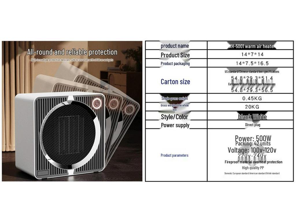 Compact Desktop Heater: Ideal for Home, Office, or Bathroom Use