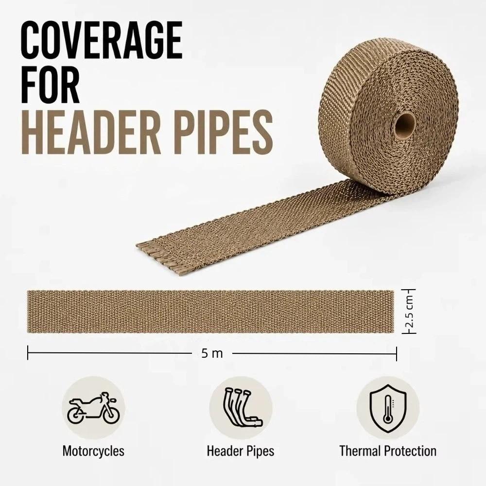 Thermal Insulation Exhaust Heat Wrap 5M Header Pipe Wrap Exhaust Wrap Tape  Car Exhaust System