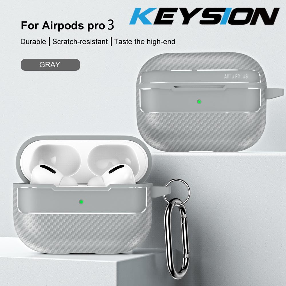 KEYSION Shockproof Case for AirPods Pro 3 Carbon Fiber Texture Soft TPU Silicone Bluetooth Earphone Cover for AirPods Pro 3 2025