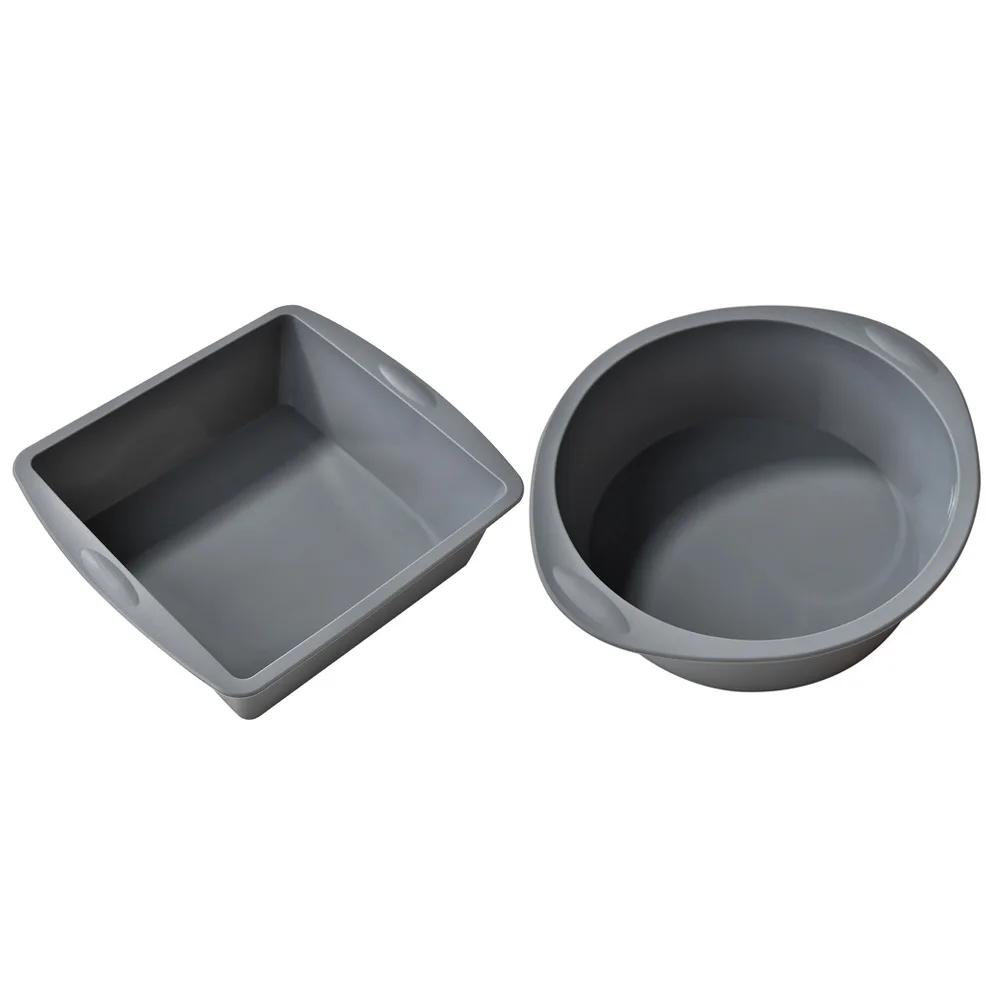2Pc Silicone Cake Mold Tray Pans Round Square Baking Mold Kitchen Silicone Nonstick Baking Pans Reusable Cake Pans Bakingt Tools
