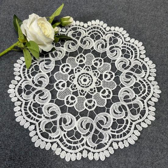 White Lace Placemat, Round Oval Vintage Doily, Embroidered Placemat Coaster for Cup Vase Dining Table Wedding Party Decor