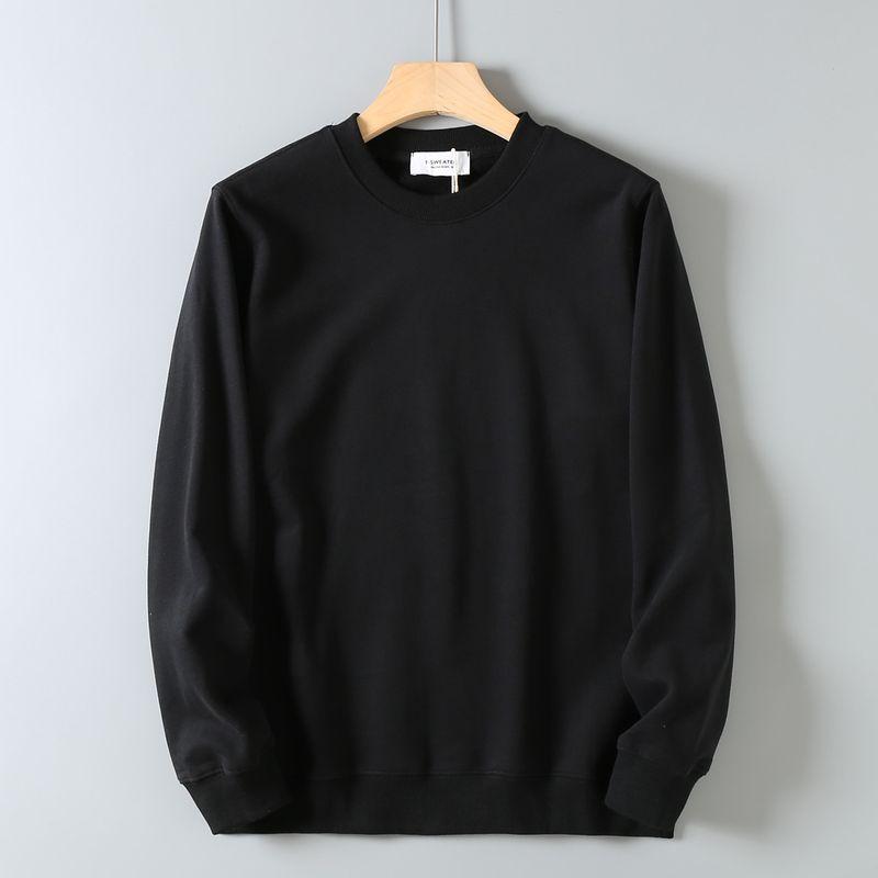 Foreign Trade Export Surplus Autumn and Winter Fleece Solid Color Basic Pullover Sweatshirt for Men, Casual Versatile Round Neck Long Sleeve Jacket