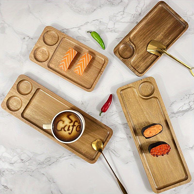 Wooden Tea Coffee Tray Fruit Dessert Candy Dish Wooden Decorative Bread Snack Cake Food Dish Tray Tableware